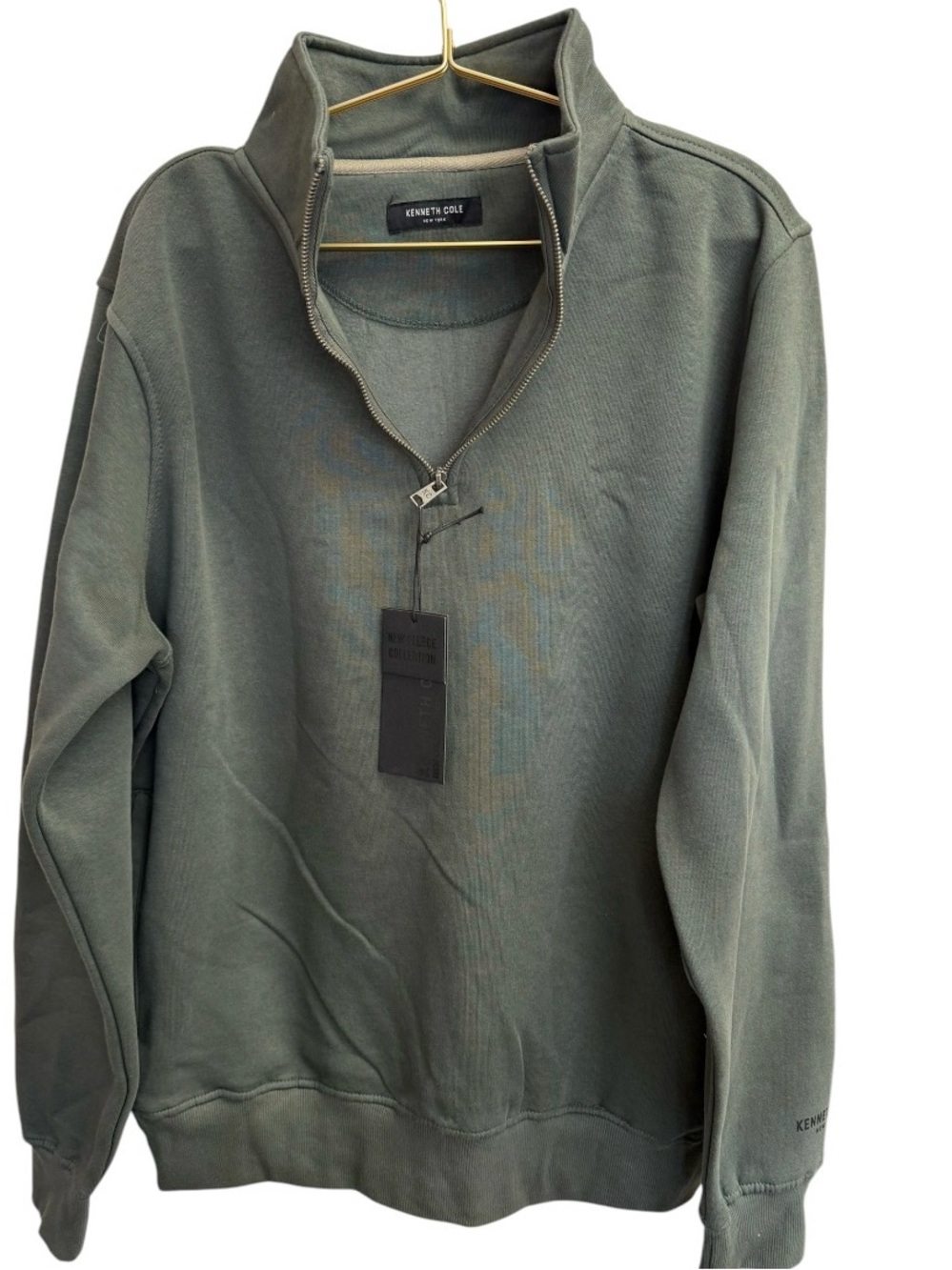 Kenneth Cole Men's Zip-Up Mock Neck Sweater - Olive